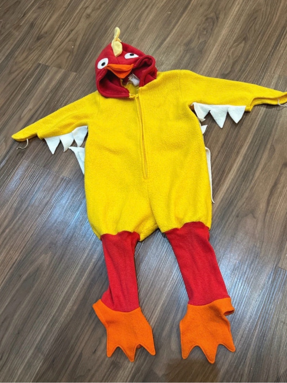 Yellow & Red Chick Kids Costume Hoodie Onesie unisex size 12 months